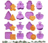 Vlecexs Formine Biscotti Natale, 8 Pezzi Stampi Biscotti Natale, 3D Pressable Formine per Biscotti, Tagliabiscotti Natala Stampini Biscotti, Christmas Cookie Cutter per Decorare Biscotto, Dolci, Torta