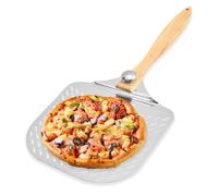 Vlecexs Pala per Pizza Forata, Paletta Pizza con Manico Rimovibile, Pala Pizza Scorrevole per Pizza e Pane Fatti in Casa Allumino 31 x 63 cm