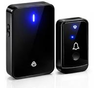 Vlectro Campanello Wireless Extra Forte - Pulsante a Batterie con Indicatore LED, Lunga Portata, Pulsante Impermeabile, Ricevitori da Collegare per Non Udenti, Casa o Ufficio - (Nero, 1 Ricevitore)