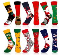 Vleuexe Calze Natalizie, 6 Paia Calzini Invernali Donna, Graziosi Motivi Natalizi, Babbo Natale, Divertenti, Traspiranti, Multicolore, Taglia 37-44