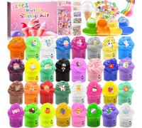 Vleuexe Confezione da 36 mini slime per burro fluffy con Ciondoli di melma,Putty Giocattoli,Slime Fun Charms,DIY Slime Morbido ed Elasticizzato per Party Favor bambini stress sollievo giocattoli set