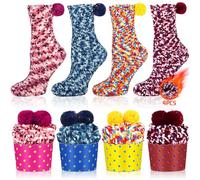 Vleuexe Divertenti Calzini per Torta,Donna Inverno Calze,Calzini Natalizi,Calze Termiche Donna,Calze Natalizie Donna,Vari Colori,Calzini Regalo Natalizi (IT, Numero, 36, 42, Regular, Corto, 4, COLOR)