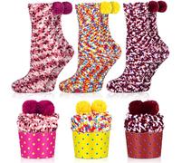 Vleuexe Divertenti Calzini per Torta, Donna Inverno, Natalizi, Termici, Vari Colori, Regalo (IT, Numero 36-42, Regular, Corto, 3, COLOR)