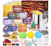 Vleuexe Kit per Fabbricazione Candele DIY,Kit Candele Fai Da Te,Natale DIY Set,kit per la fusione di cera,principianti Set Regalo per Candele,30 Stoppini,8 Candele Barattoli,Coloranti,Kit per Candele