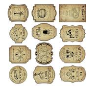 VlHpnpe 12PCS Horror Bottiglia di Vino Adesivo Retro Halloween Party Decors Impermeabile Adesivo Artigianato Forniture Streghe Ragni Cranio Etichette per bottiglie