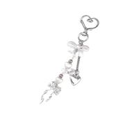 VlHpnpe Elegante portachiavi modellato a forma di cuore che combina una struttura in colofonia ruvida e una perla liscia abbellimento porta fascino elegante portachiavi con pietra curva, C, Taglia