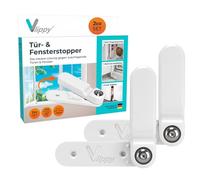 Vlippy set di 2 fermaporte e fermavetri | Impedisce alle finestre e alle porte di sbattere, finalmente puoi arieggiare senza preoccupazioni | Facile da montare senza forare