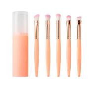 Vllcsla Pennello Trucco 5 pezzi Set Pennelli Make Up da Viaggio, Secchio, Set di Pennelli per il Trucco Portatile, Pennello per Ombretti Naso Fard Viso, Lungo 14 cm, Arancione, Verde, Nero