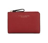 Vllcsla Portafoglio per Donne Sottile con Portafoglio in Pelle con Zip per Donne Medio con 12 Slot per Carte e Tasca con Cerniera, Piccole Borse/Portafogli in Pelle Bifold da Donna (Rosso)