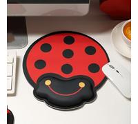 Vllcsla Tappetino Mouse Poggiapolsi Nero e Rosso, Tappetino Mouse Rotondo per Casa Ufficio, 23x25.3 cm, Ergonomico, Base Antiscivolo, Tocco Morbido, Coccinella Gaming Mousepad Ergonomico