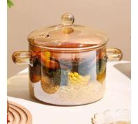 Vllentin Pentola Calda Trasparente,Pentola per Zuppiera,Doppia Maniglia Pentola,in Vetro Trasparente,con Doppio Manico e Coperchio,per Cucinare sul fornello Pentola a Pressione per la zuppa di Pasta