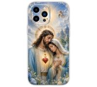 VLLEURCH Custodia per iPhone 13 Pro con castello di Gesù Vergine Maria | Angelo religioso cristiano artistico estetico, TPU morbido trasparente, supporto caricabatterie wireless