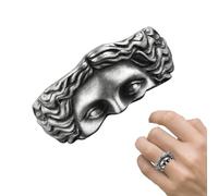 Vllold Anello con volto di con dea, elegante e alla moda, per donne e uomini, anello con effetto calmante e affascinante, anello greco per uomini e donne, accessorio per feste e attività
