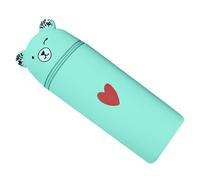 Vllold Astuccio in silicone di grande capacità con cerniera, motivo orso dei cartoni animati, custodia in silicone di grande capacità, astuccio portatile per penne da esame, astuccio da viaggio per
