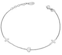 VLNET Amen gioielli bracciale con croci e cuore in argento 925 rodiato.Unisex