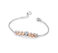 VLNET ® | Bracciale con angelo e cuori in argento bianco, rosato e zirconi bianchi | Angeli di Roberto Giannotti | Fatto a mano in Italia