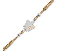 VLNET® | Bracciale con cordino regolabile beige e oro | Angelo e lettera in argento | L'alfabeto degli Angeli | Roberto Giannotti (S)