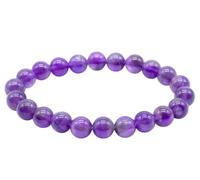 VLNET ® | bracciale elastico con pietra naturale ametista da 6 mm o da 8 mm | proprietà calmanti, protettive e spirituali | tg unica misura regolabile (8 mm)
