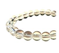 VLNET® | bracciale elastico con pietra naturale cristallo di rocca da 8 mm | proprietà energetiche e curative | tg unica misura regolabile