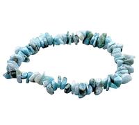 VLNET ® | Bracciale elastico con pietra naturale Larimar | Proprietà: calmare l'emicrania e i dolori articolari, antistress | tg unica misura regolabile | unisex