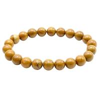 VLNET ® | bracciale elastico con pietra naturale legno fossile da 6 mm o da 8 mm | pietra di radicamento, che promuove stabilità, calma e pazienza | tg unica misura regolabile (8 MM)