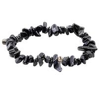 VLNET ® | Bracciale elastico con pietra naturale ossidiana nera messicana| Proprietà: scudo protettivo contro le energie negative, pietra curativa| tg unica misura regolabile | unisex