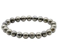 VLNET ®| bracciale elastico con pietra naturale pirite da 6 mm o da 8 mm | pietra protettiva, che allontana le energie negative | tg unica misura regolabile (8 MM)