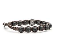 VLNET Bracciale originale Tibetano con ruota della preghiera in argento e pietre naturali. Unisex. Taglia unica. Benedetto dai Monaci Tibetani. (lava nera)