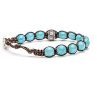 VLNET Bracciale originale Tibetano con ruota della preghiera in argento e pietre naturali. Unisex. Taglia unica. Benedetto dai Monaci Tibetani. (agata verde acqua)