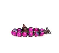 VLNET Bracciale originale tibetano con pietra naturale Rose Dream stone (fucsia e viola).Unisex.Misura regolabile. Benedetto dai Monaci Tibetani.