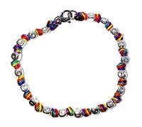 VLNET | Bracciale Spadarella con Pepite Argento 925 diametro 5 mm | Cotone Nautico Rainbow Arcobaleno | Unisex Lunghezza 17 cm | Fatto a Mano in Italia