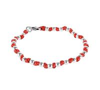 VLNET ® Bracciale Spadarella Unisex Argento 925 con Cotone Nautico Rosso Sfere Diametro 4 mm Fatto a Mano in Italia Lunghezza 17 cm