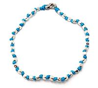 VLNET ® | Bracciale Spadarella Unisex | Argento 925 + Cotone Nautico Azzurro | Pepite Diametro 3 mm | lunghezza 19 cm | Fatto a Mano in Italia