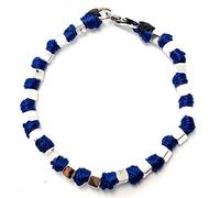 VLNET ® | Bracciale Spadarella Unisex | Argento 925 + Cotone Nautico Blu Acceso | Cubi Diametro 6 mm | Fatto a Mano in Italia | Lunghezza 19 cm