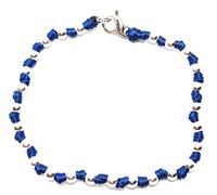 VLNET ® | Bracciale Spadarella Unisex | Argento 925 + Cotone Nautico Blu Acceso | Sfere Diametro 4 mm | Fatto a Mano in Italia | Lunghezza 19 cm
