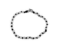 VLNET ® | Bracciale Spadarella Unisex | Argento 925 + Cotone Nautico Nero | Pepite Diametro 5 mm | lunghezza 17 cm | Fatto a Mano in Italia