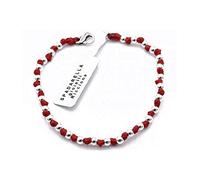 VLNET ® | Bracciale Spadarella Unisex | Argento 925 + Cotone Nautico Rosso | Sfere Diametro 4 mm | Fatto a Mano in Italia | Lunghezza 17 cm