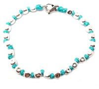 VLNET ® | Bracciale Spadarella Unisex | Argento 925 + Cotone Nautico Turchese | Pepite Diametro 5 mm | Fatto a Mano in Italia | Lunghezza 19 cm