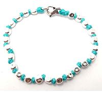 VLNET ® | Bracciale Spadarella Unisex | Cotone Nautico Turchese | Pepite in Aargento 925 diametro 5 mm | Fatto a Mano in Italia | Lunghezza 17 cm