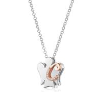 VLNET ® | Collana in Argento 925 con Angelo Custode + lettera in Argento Rosato e Zirconi Bianchi | Collezione Angeli Roberto Giannotti | Fatto a Mano in Italia (Lettera C)