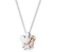 VLNET ® | Collana in Argento 925 con Angelo Custode + lettera in Argento Rosato e Zirconi Bianchi | Collezione Angeli Roberto Giannotti | Fatto a Mano in Italia (Lettera B)