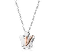 VLNET ® | Collana in Argento 925 con Angelo Custode + lettera in Argento Rosato e Zirconi Bianchi | Collezione Angeli Roberto Giannotti | Fatto a Mano in Italia (Lettera V)