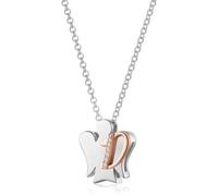 VLNET ® | Collana in Argento 925 con Angelo Custode + lettera in Argento Rosato e Zirconi Bianchi | Collezione Angeli Roberto Giannotti | Fatto a Mano in Italia (Lettera D)