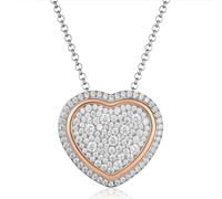 VLNET ® | Collana Trilogia d'Amore | 3 Cuori in Argento 925 | Argento Rosato e Zirconi | Linea Angeli Roberto Giannotti | Fatto a Mano in Italia
