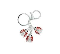 VLNET Portachiavi Tascabile a doppia anella in acciaio inossidabile stile animali.Gatti,cani,zampa,tartaruga,pesci ecc. Accessorio Unisex, Ottima idea Regalo! (tre coccinelle)