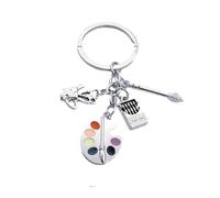 VLNET Portachiavi tascabile a doppia anella in acciaio inossidabile tema passioni:sport,calcio,musica,macchine,arte,lavoro,passatempi.. Unisex,Ottima idea Regalo (pittore)