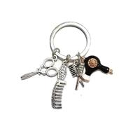 VLNET Portachiavi tascabile a doppia anella in acciaio inossidabile tema passioni:sport,calcio,musica,macchine,arte,lavoro,passatempi.. Unisex,Ottima idea Regalo (parrucchiera)