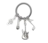 VLNET Portachiavi tascabile a doppia anella in acciaio inossidabile tema passioni:sport,calcio,musica,macchine ecc.Accessorio Unisex,Ottima idea Regalo (musica)