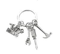 VLNET Portachiavi tascabile a doppia anella in acciaio inossidabile tema passioni:sport,calcio,musica,macchine,arte,lavoro,passatempi.. Unisex,Ottima idea Regalo (attrezzi lavoro)