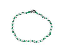 Vlnet® | Spadarella Bracciale spadino | Pepite in Argento 925 di Diametro 5mm | Cotone Nautico Verde Smeraldo | Fatto a Mano | Unisex | Lunghezza 19cm